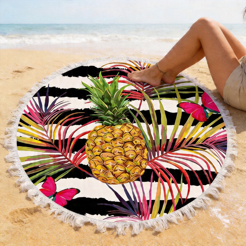 Wholesale Round Beach Towel Microfiber Digital Printing Beach Carpet Water-Absorbent Quick-Drying Tassel Bath Towel Antibacterial Wholesale Round Beach Towel Microfiber Digital Printing Beach Carpet Water-Absorbent Quick-Drying Tassel Bath Towel Antibacterial