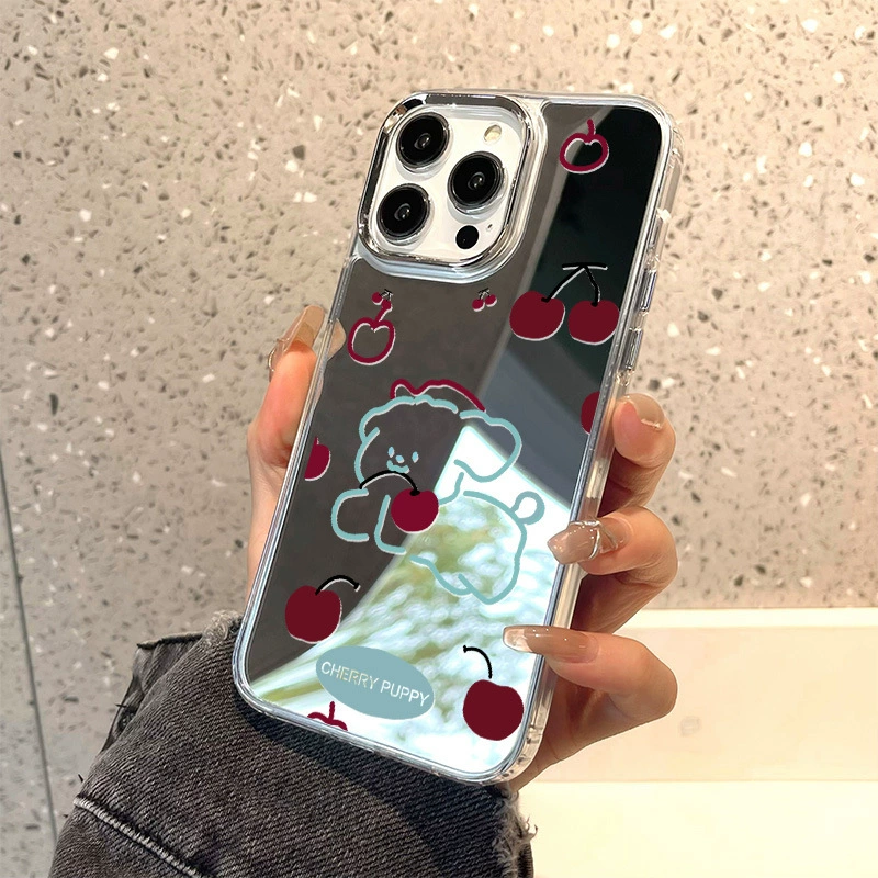 Apple, совместимый чехол для телефона, iPhone 15, iphone, 15promax, с маленькими медведями, зеркальный эффект, 14