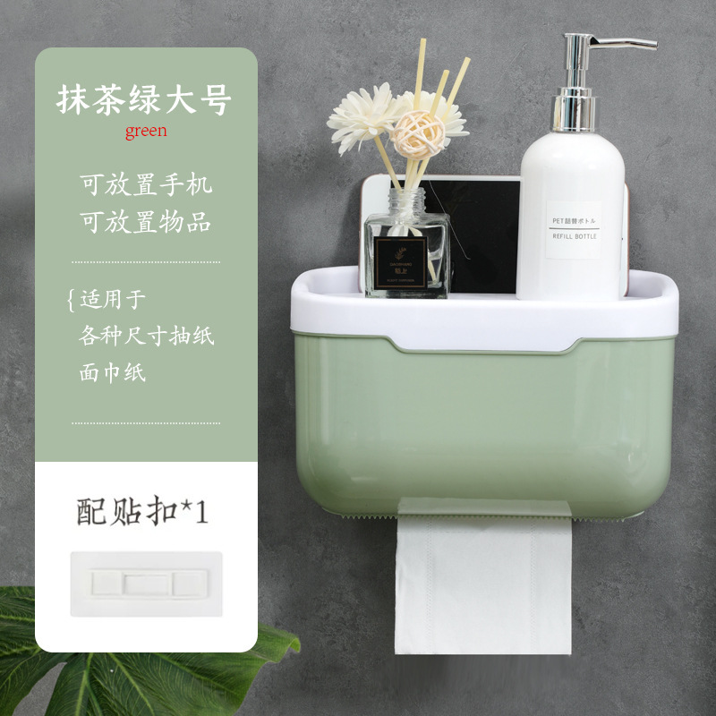 Caja de pañuelos para inodoros sin perforaciones, montada en la pared, inodoro para el hogar, soporte para rollo de papel higiénico, tubo para rollo impermeable de color sólido