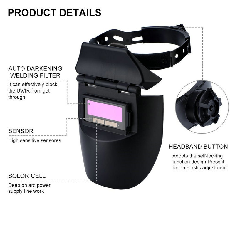 Máscara de soldadura de cambio de luz automática transfronteriza montada en la cabeza de soldadura de arco de argón ligero corte por láser Máscara de Soldadura antideslumbrante image 44