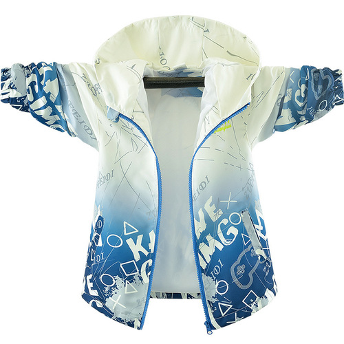 Children's boys' down jacket 2024 new spring and autumn hooded medium size thin windbreaker outdoor gradient top coat