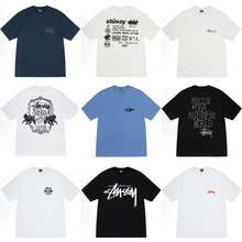 跨境外贸美式潮牌斯TU西男女宽松百搭学生情侣短袖STUSST恤上衣