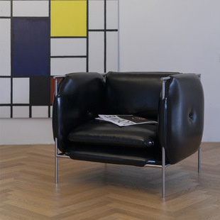 Single Leather Sofa Retro Double-Sided Sofa Living Room Video Room Retro Single Light Luxury