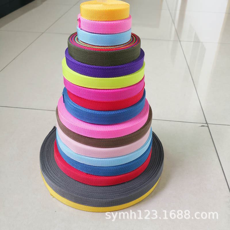 生产各类多色涤纶织带 服装辅料无梭带 宠物带 水杯背带 PP丙纶带