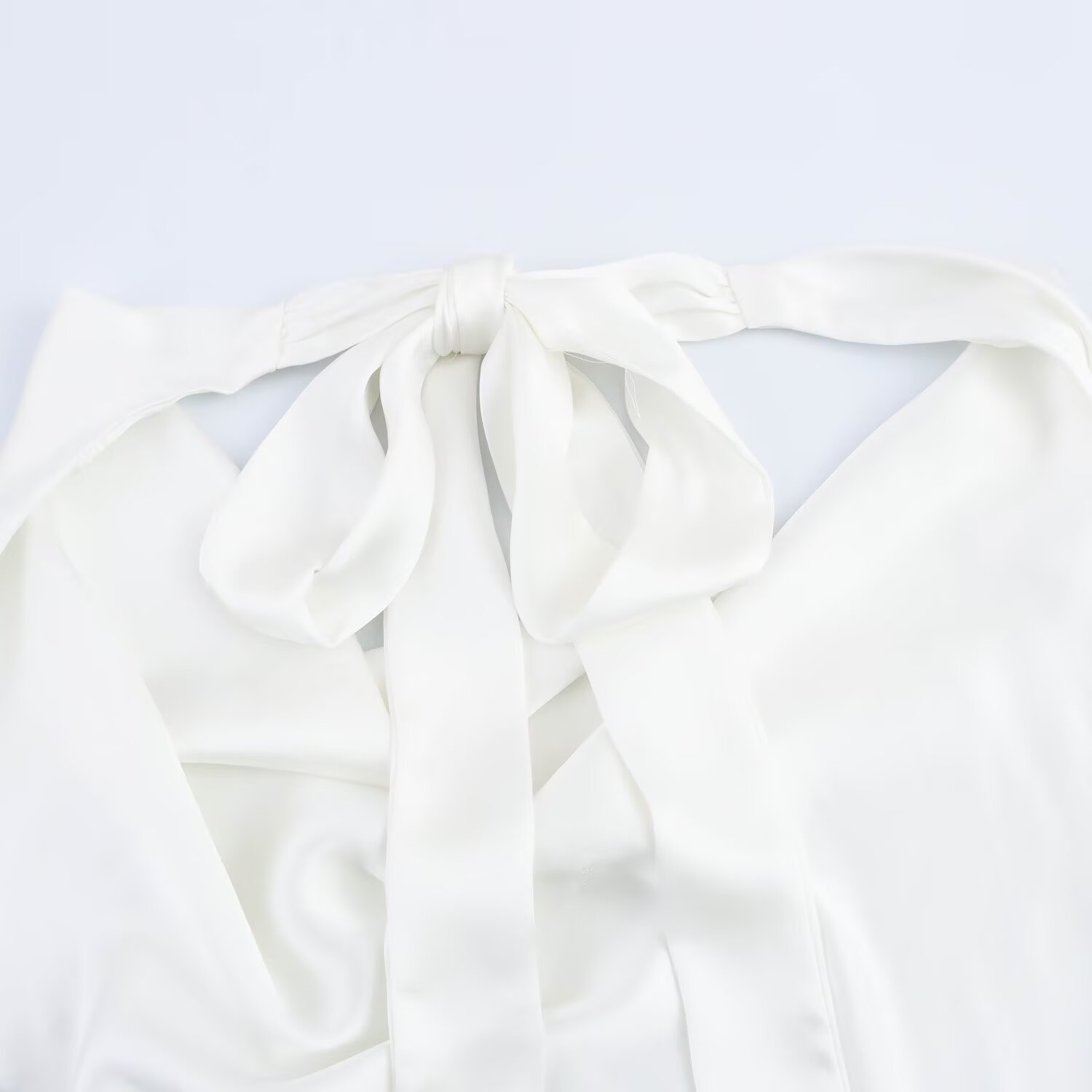 Women's Sexy Backless Bow Halter Neck Satin Top Summer New_ecoleips.com