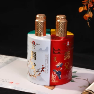 华成酱父酒春夏秋冬四季礼盒装53度酱香型白酒瓶子送礼收藏白酒瓶