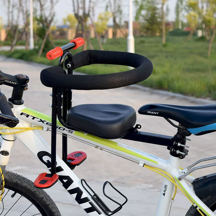 Children's mountain bike accessory — additional child seat with armrest, folding pedals, handrail options