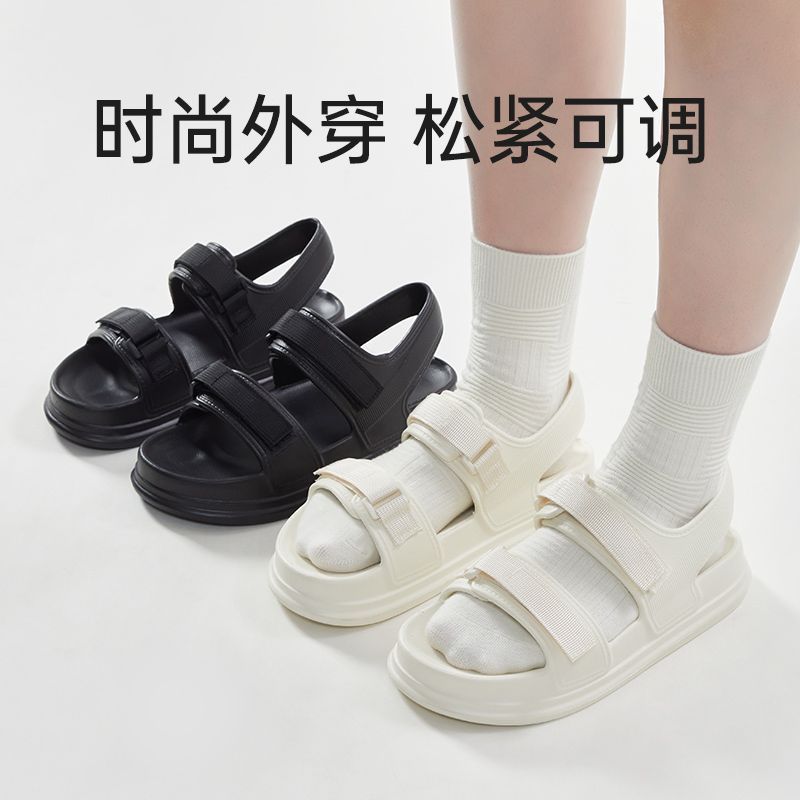 女性用の厚底ベルクロサンダル、夏のアウターウェア、滑り止めEVAサンダル、ビーチ用の柔らかいソール|undefined