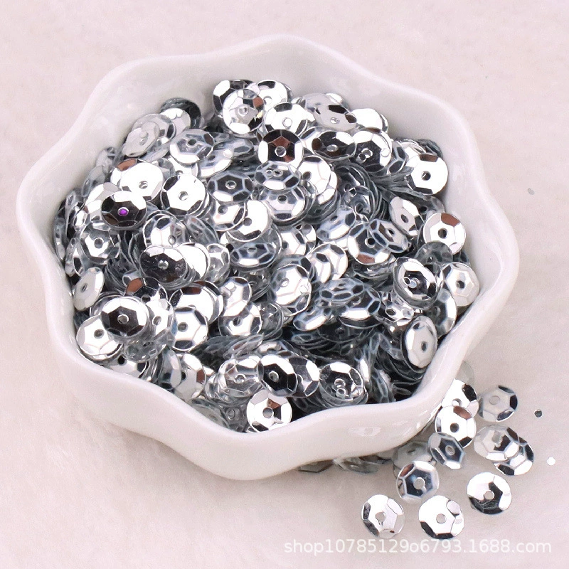 6mm серебристый с ажурной подошвой sequins, ярко светящийся лазерный круглый вогнутый планшет DIY пошив одежды вспомогательные материалы аксессуары