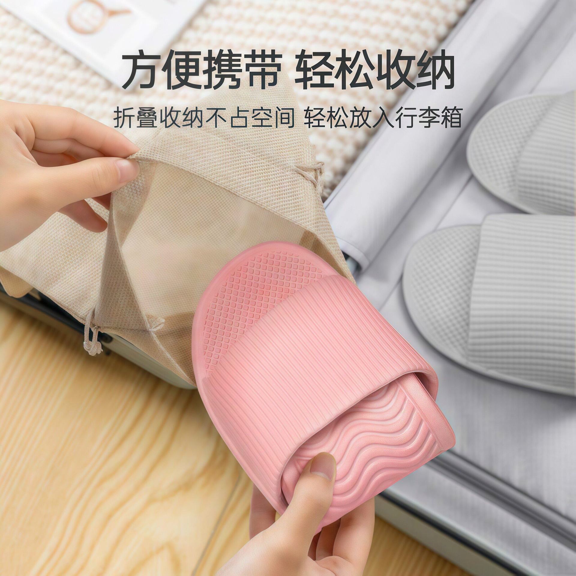 Hotel silencioso y ligero plegable cuatro estaciones zapatillas EVA antideslizantes zapatillas de baño frescas para viajes de vacaciones zapatillas de hombre y mujer image 1