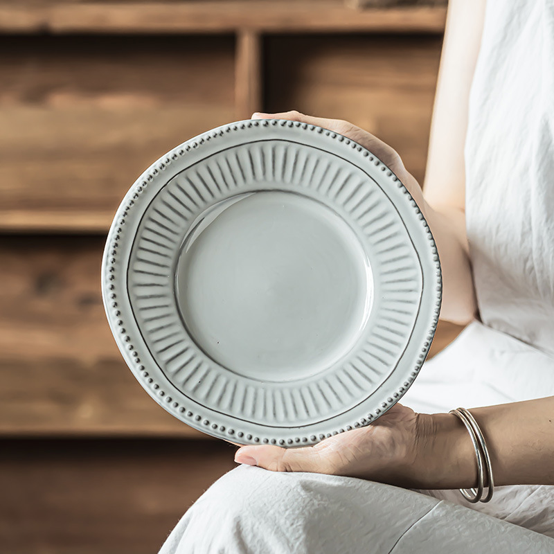 Relieve retro plato de comida occidental plato de filete de cerámica platos irregulares platos caseros platos de ensalada platos de pasta