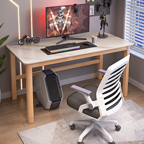 Computer desk, desktop, home, bedroom, gaming table, e-sports desk and chair set, minimalist light luxury rock slab color office desk