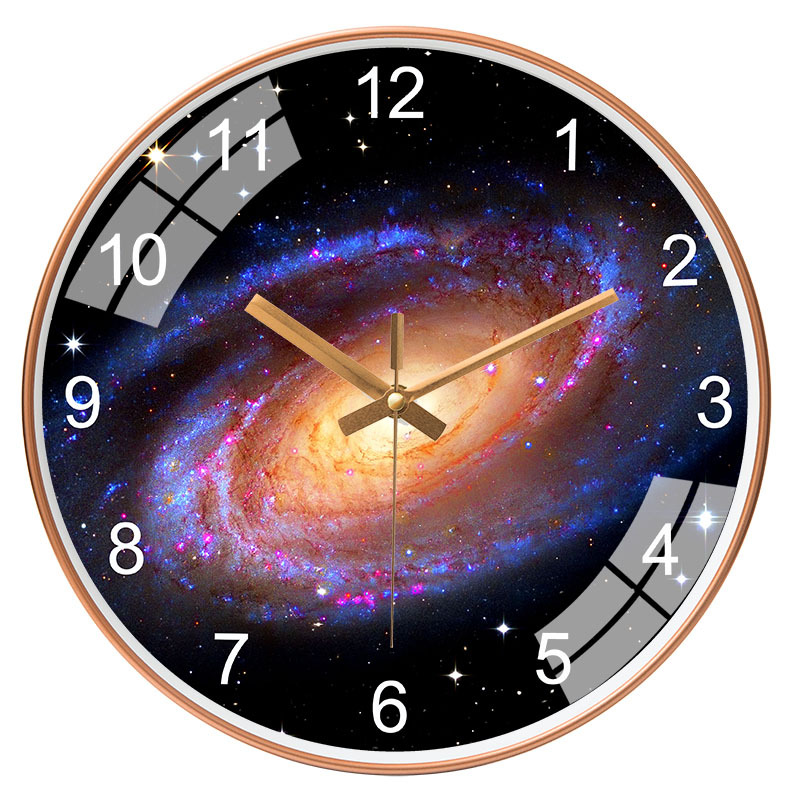 Reloj nórdico de Internet para sala/dormitorio [20cm/8 pulgadas], reloj silencioso de estrellas/espacio/Galaxia, reloj de pared para hogar