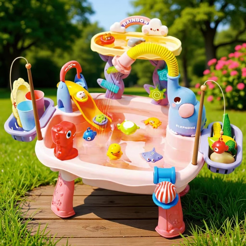 Circulación eléctrica transfronteriza para niños, mesa de agua, mesa de pesca de animales, fregadero, cocina, juguetes de agua caseros