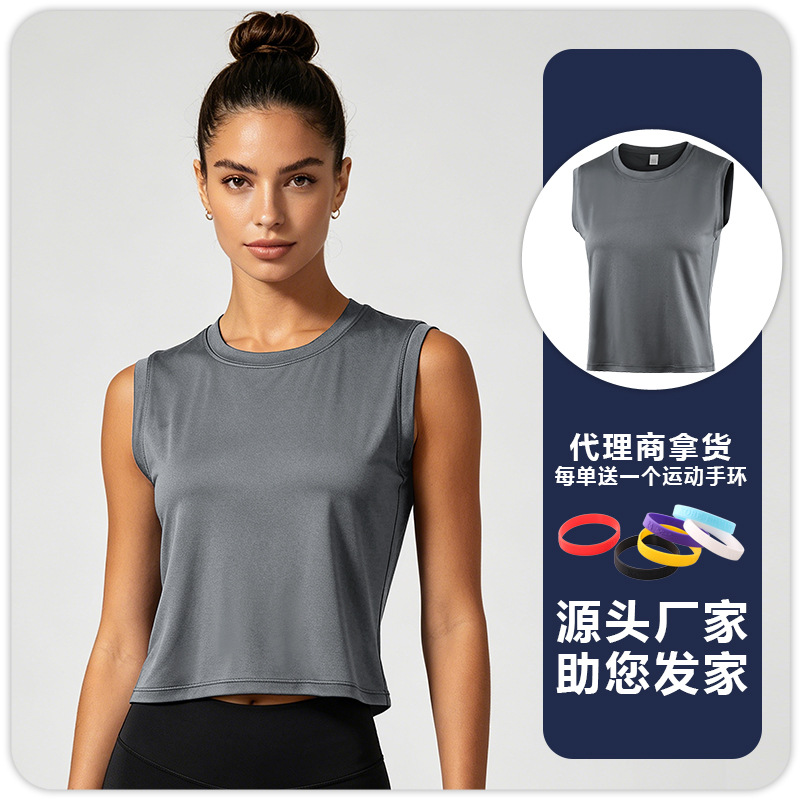 F8217 chaleco de yoga de mujer con deporte para correr succión de sudor transpirable sin mangas ajustado trajes de gimnasio de maratón