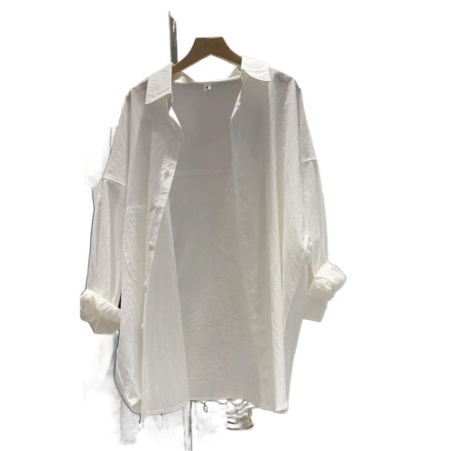 White Shirt Women 2025 Spring High-End French Style Summer Long-Sleeve Top Korean Version Loose Shirt Jacket