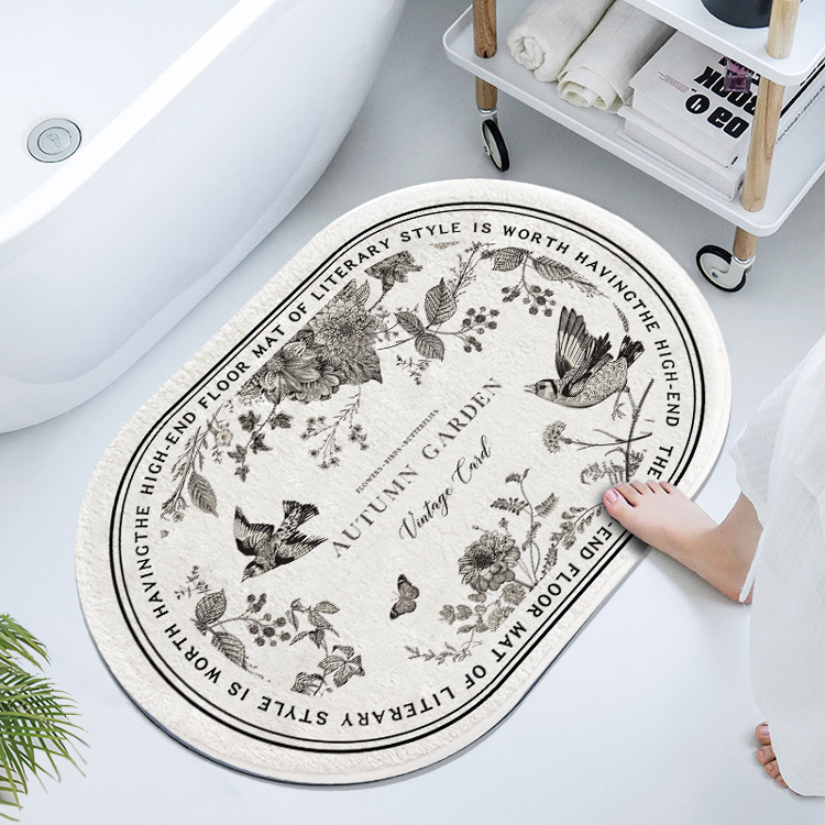 Francés retro oval barro de diatomeas estera suave baño Baño absorbente piso estera antideslizante estera del pie estera de la puerta de secado rápido