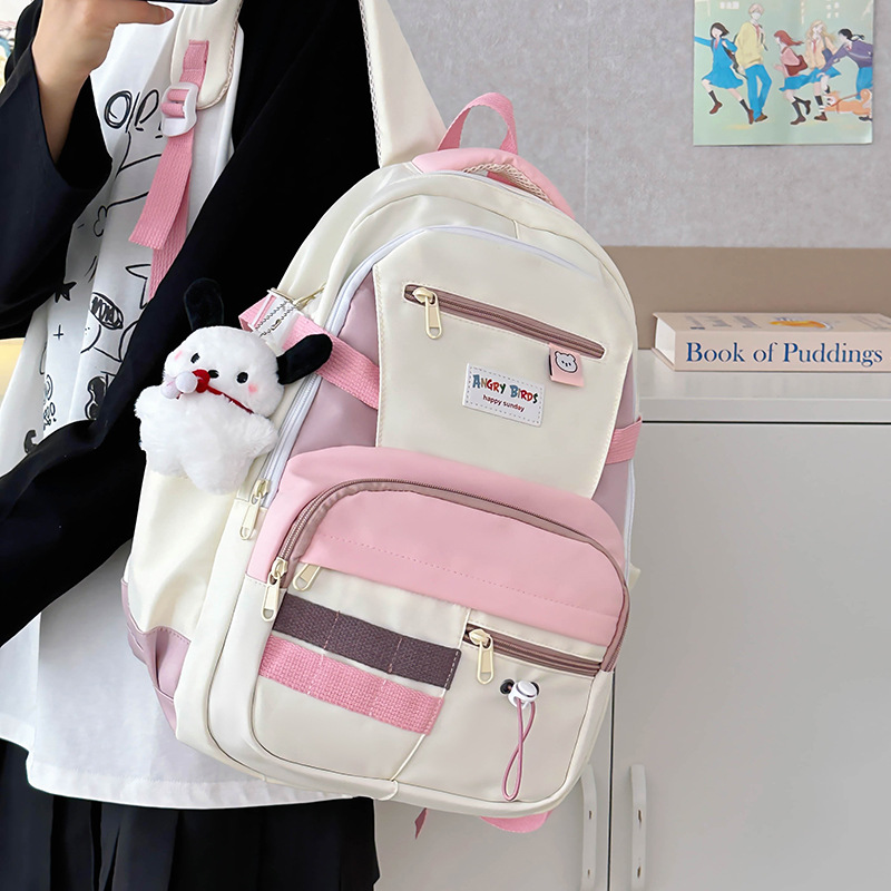 Mochila escolar linda para mujer, color de contraste, gran capacidad, estudiante, mochila de todo fósforo, diseño de nicho, mochila para computadora para niña