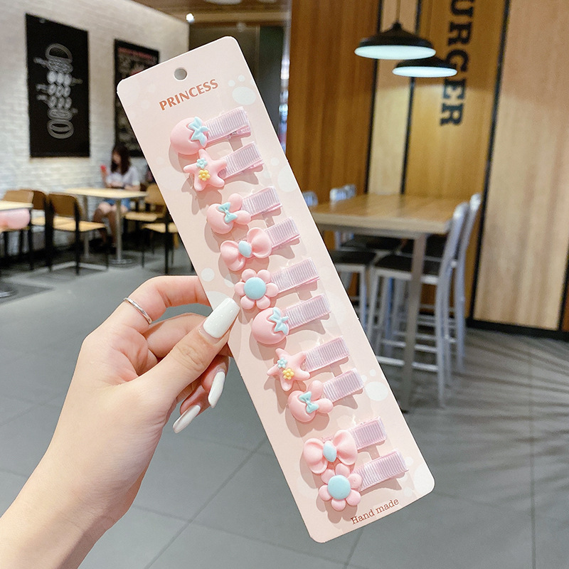 Niños lindos flores de dibujos animados clip para el cabello bebé pequeño clip no lastimar el cabello de la tela de la niña clip de borde de la mejilla