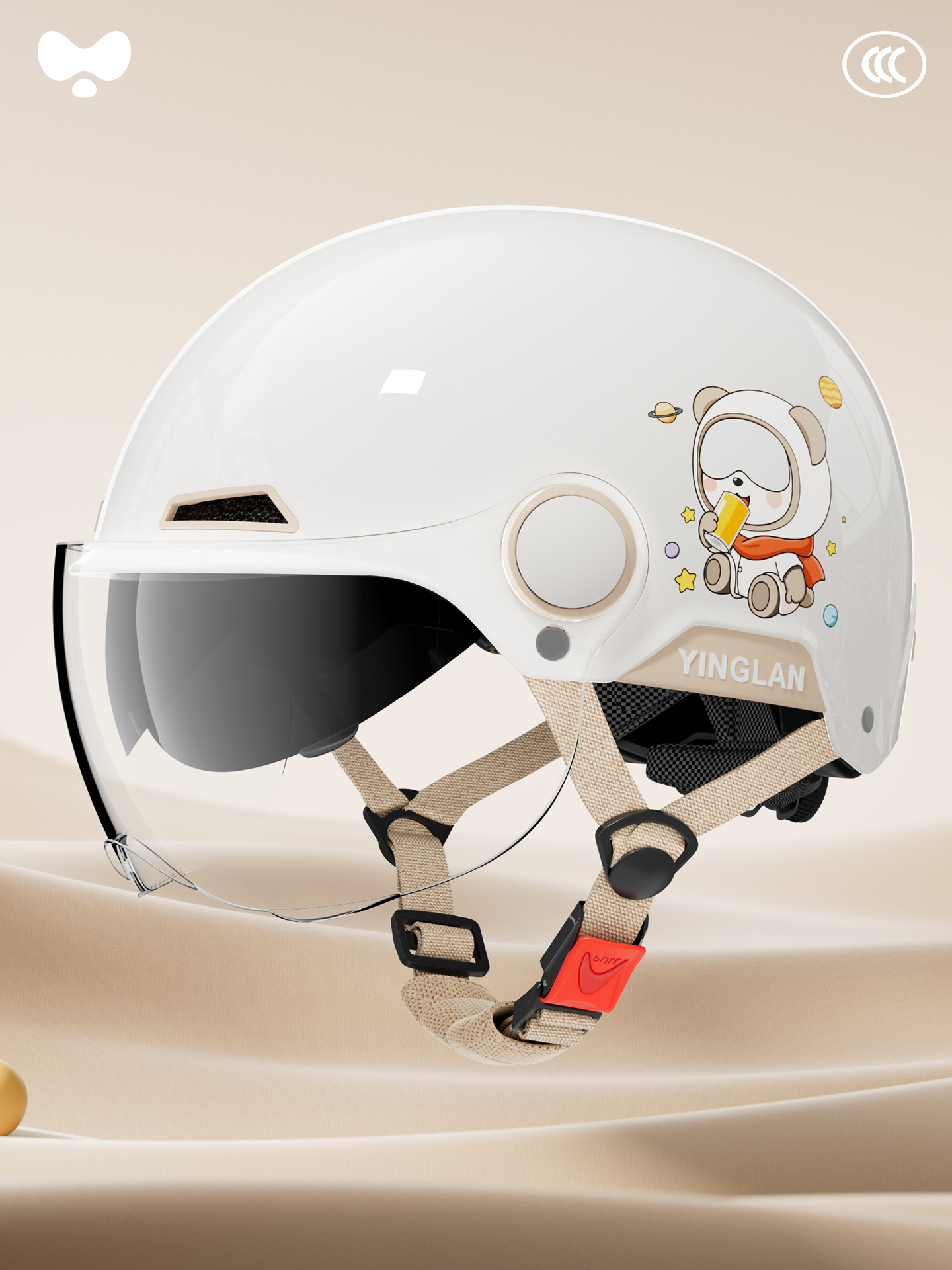 Universal – Warm Universal 3C Motosiklet kaskı (dəbilqə) - 3c-space-bear-inner-and-outer-double-mirror-class-a-new-national-standard-one-size