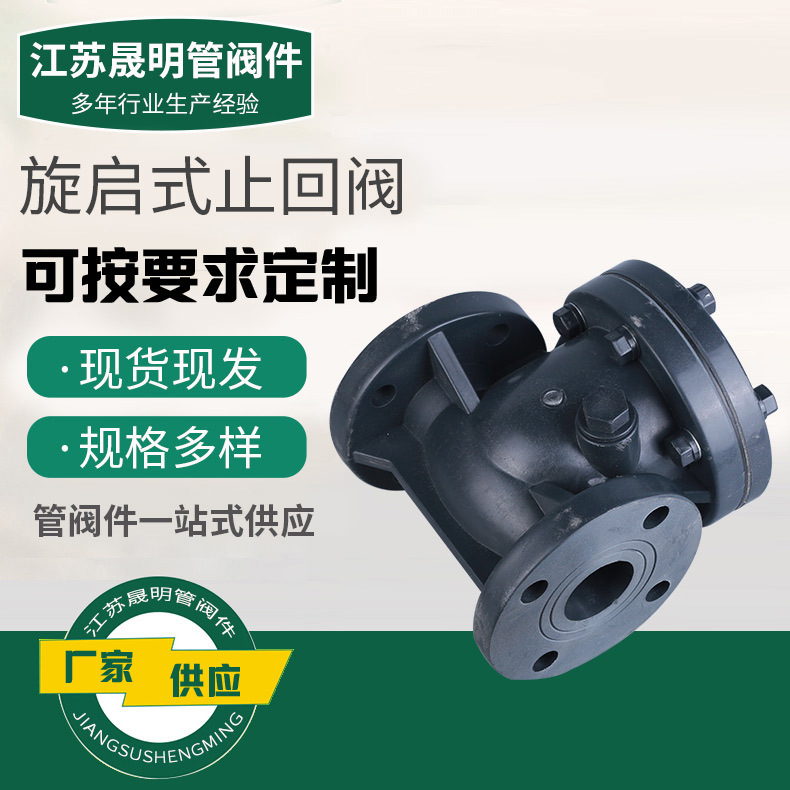 PP全塑水平卧式塑料翻板式工业级逆止阀 聚丙烯法兰旋启式止回阀