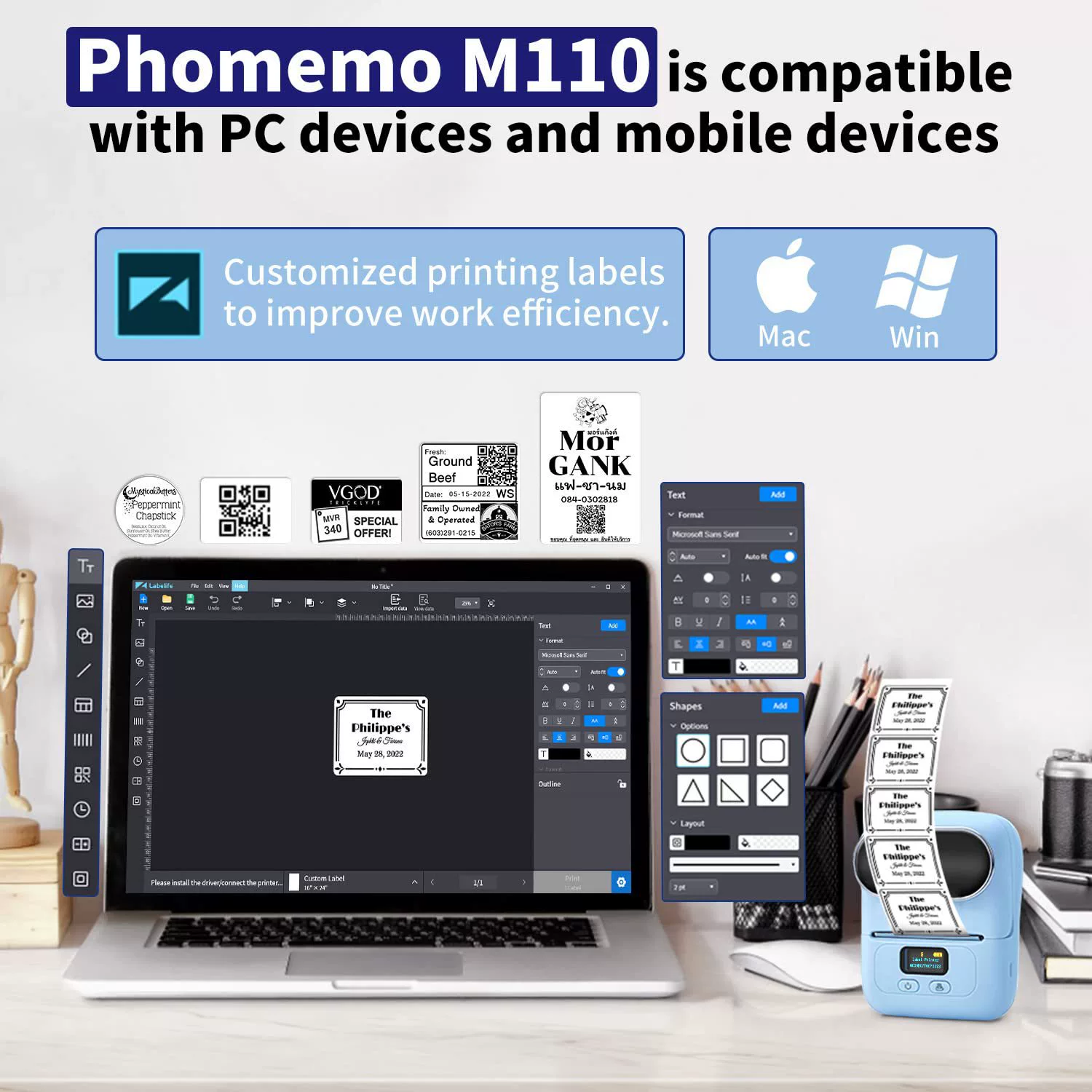 Phomemo Printer, mobile phone, bluetooth