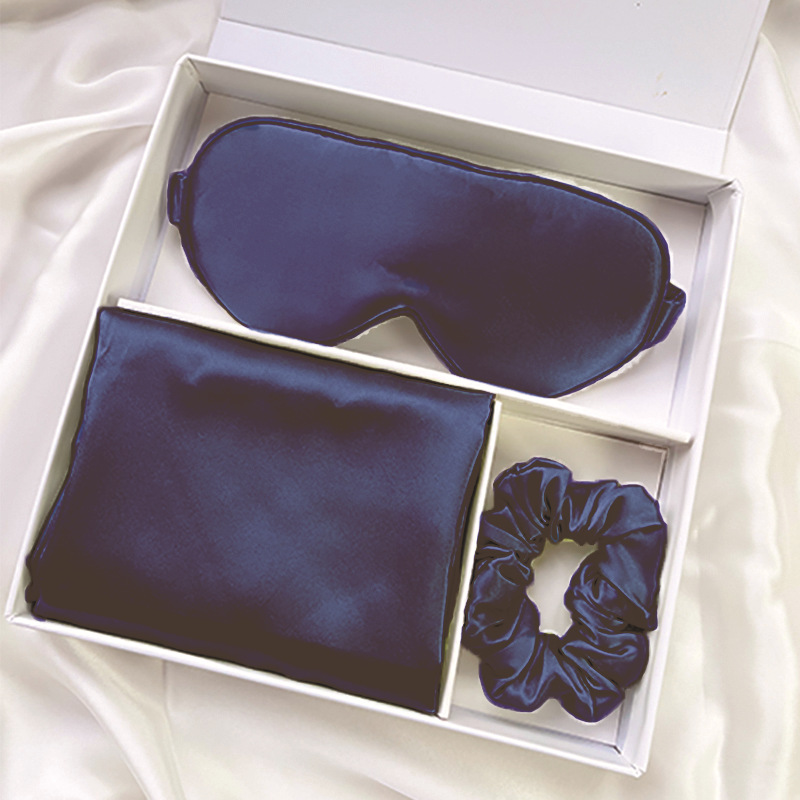 Set de Regalo de Seda: Antifaz, Coletero y Funda de Almohada, Set de Regalo de Coletero de Seda de Morera