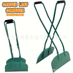 Cross-border Amazon gardening stainless steel rake lengthened manual tree leaf rake collection defoliation rake