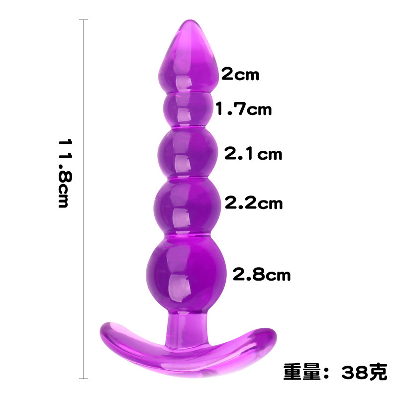 TPE Five-Bead Anal Beads Plug, Purple Jelly Strip for Anal Training — detail image 1