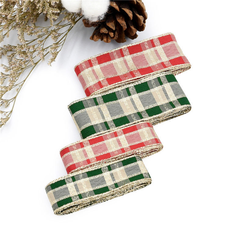 Transfronterizo nuevo oro cebolla cuadrada cinta de regalo de Navidad decoración tejida cinta jacquard borde de alambre 2 yardas