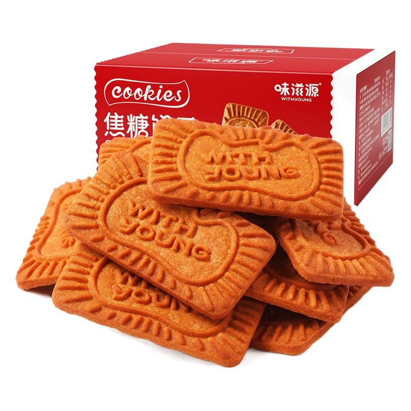 [Около 38 пакетов] Источник вкуса Карамельное печенье 500 г Вкус Торт Завтрак сухой целая коробка закуски еда досуг