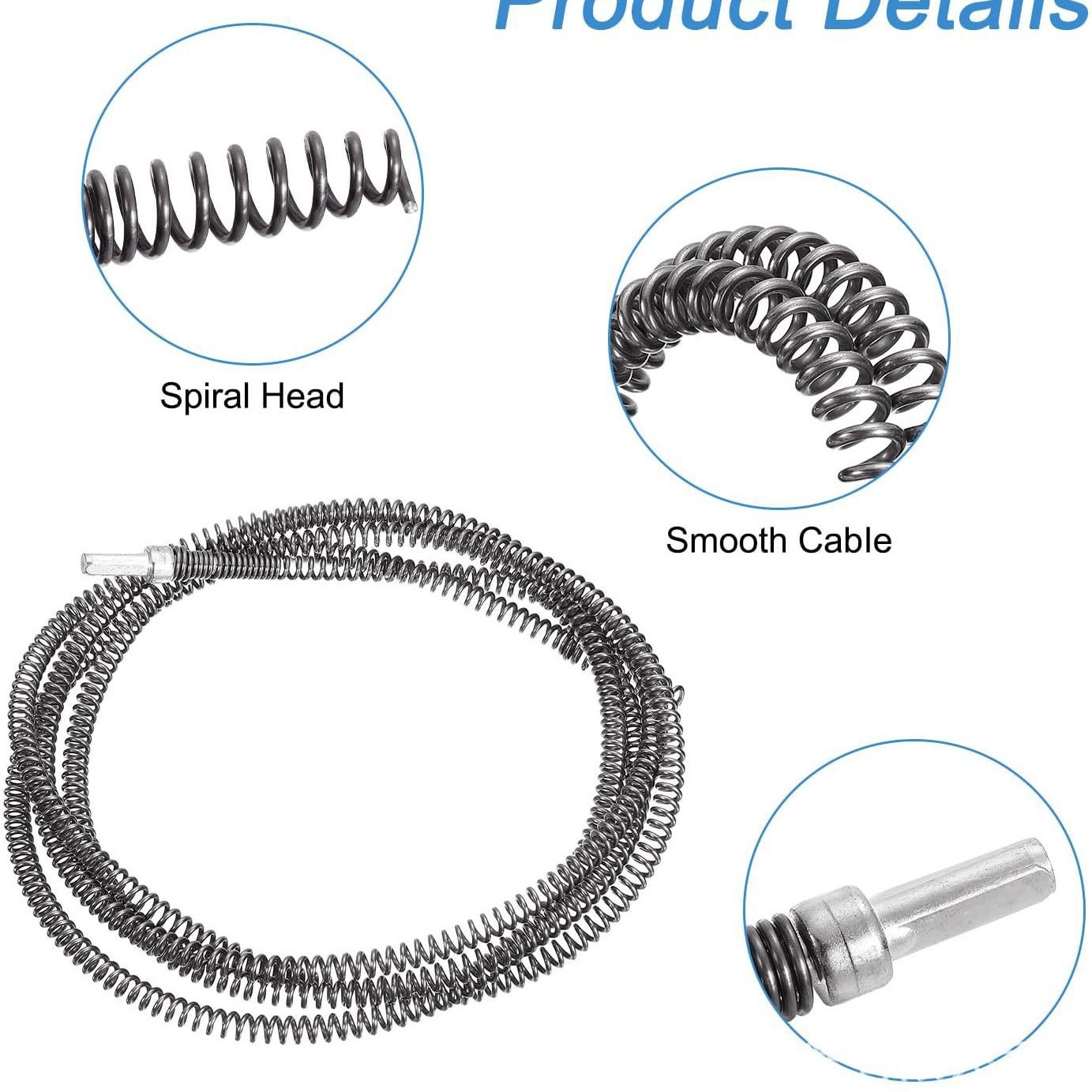 Cross-border drainage spiral drill cable pipe cleaner, pipe cleaning spring, clog remover, spring unblocker