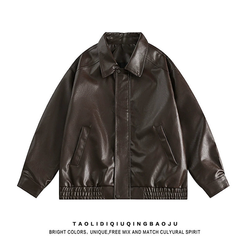 Jacket, polyurethane oversize, American retro style, high-quality oversized fit