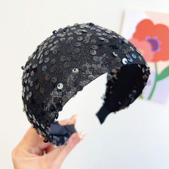 跨境亮片寬邊發箍甜美簡約百搭頭箍義烏髮飾批發網紅同款發卡