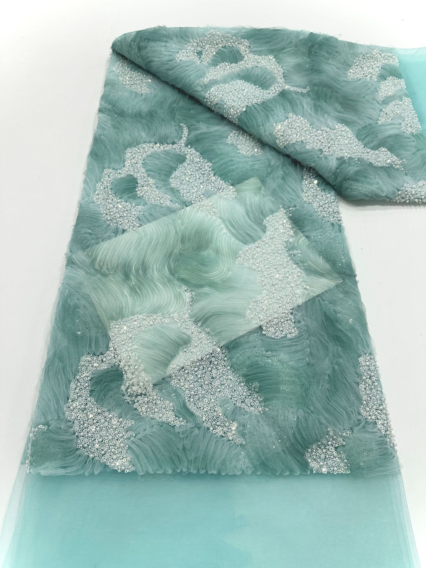Tejido de encaje bordado europeo vestido de alta calidad cheongsam cuentas sequillas tela bordada tela de encaje image 9