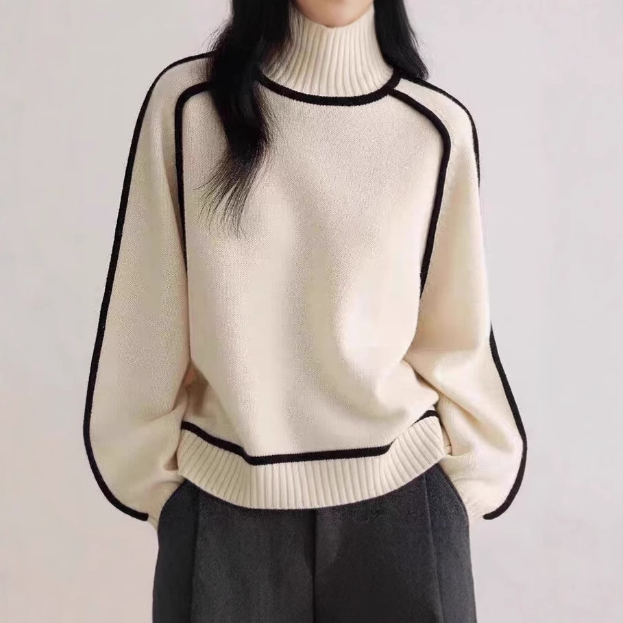 2025秋冬季显瘦休闲宽松套头针织慵懒风毛衣时尚宽松针织衫上衣女