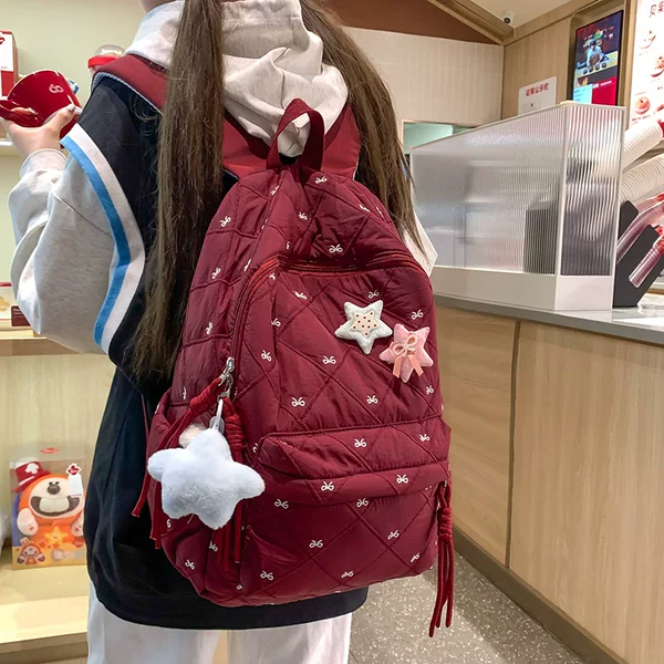 High-Looking Schoolbag for Girls, Korean Style Campus Girl Student Backpack for Class and Commuting, Simple and Versatile Large-Capacity Backpack