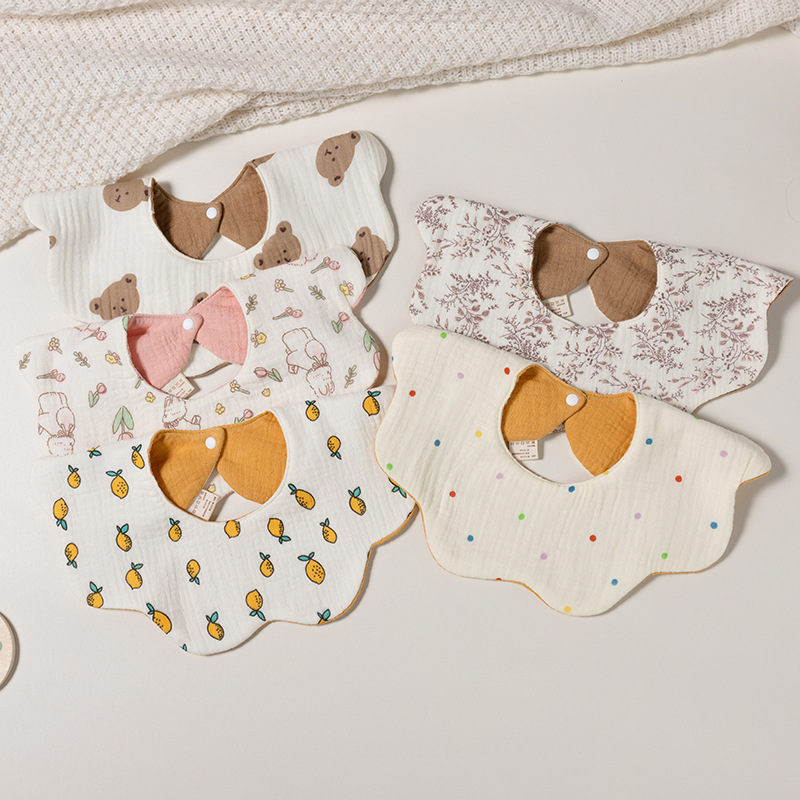Ins Korean Style Autumn New Baby Six-Layer Gauze Double-Sided Saliva Towel Waterproof and Leak-Proof Infant Breathable Bib