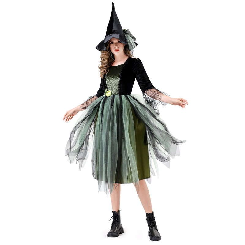 2025 ハロウィンオズの魔法使いパーティーコスチューム大人のためのステージパフォーマンスショー魔女コスプレ衣装|undefined