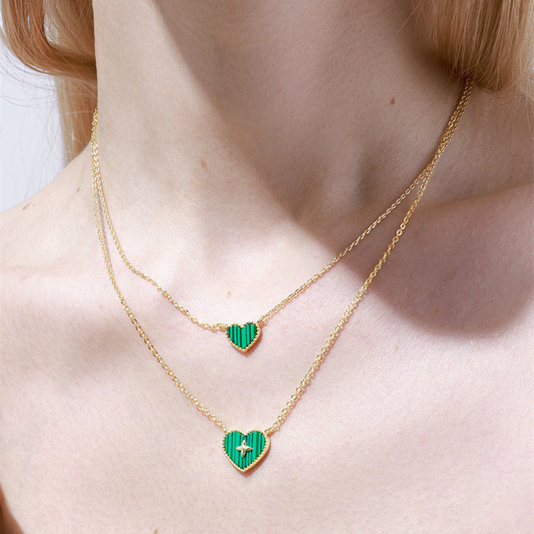 Holiday, Daily Occasion 925 Sterling Silver Artificial Gemstones Inlay Heart Shape Pendant Necklace