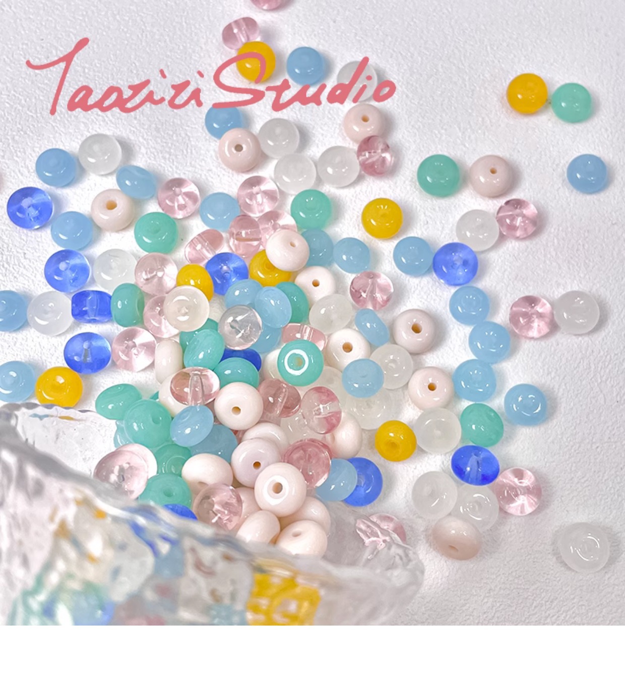 [Memory fragment] Japanese style fat Huhu glass abacus beads spacer beads diy handmade beaded necklace bracelet material