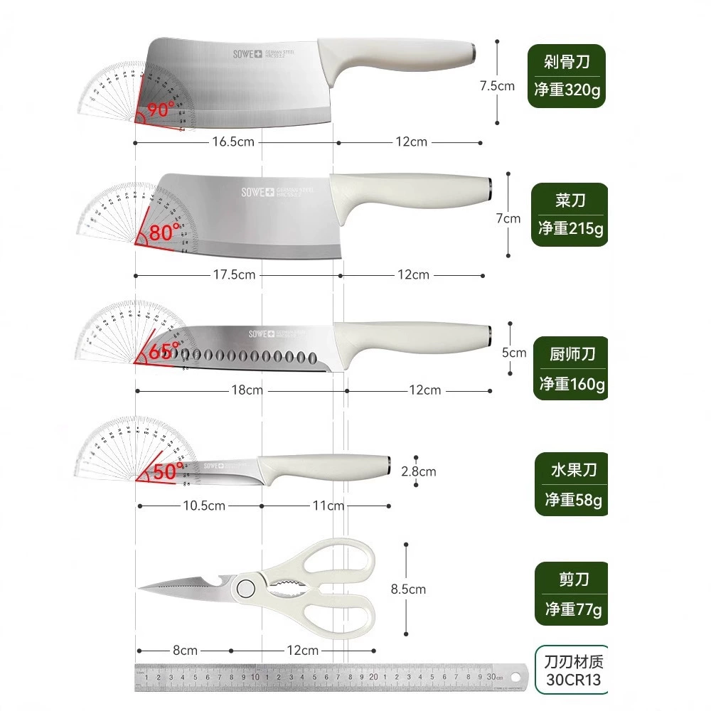 Antibacterial knife stainless steel, set, cutting board, Germany