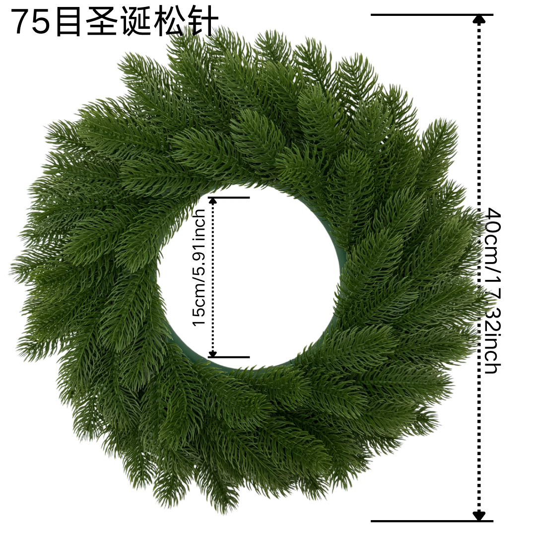 Navidad transfronteriza grasa anillo de pino Knox pin festival simulación guirlanda de flores navideñas decoración navideña puertas colgantes navideñas nuevo