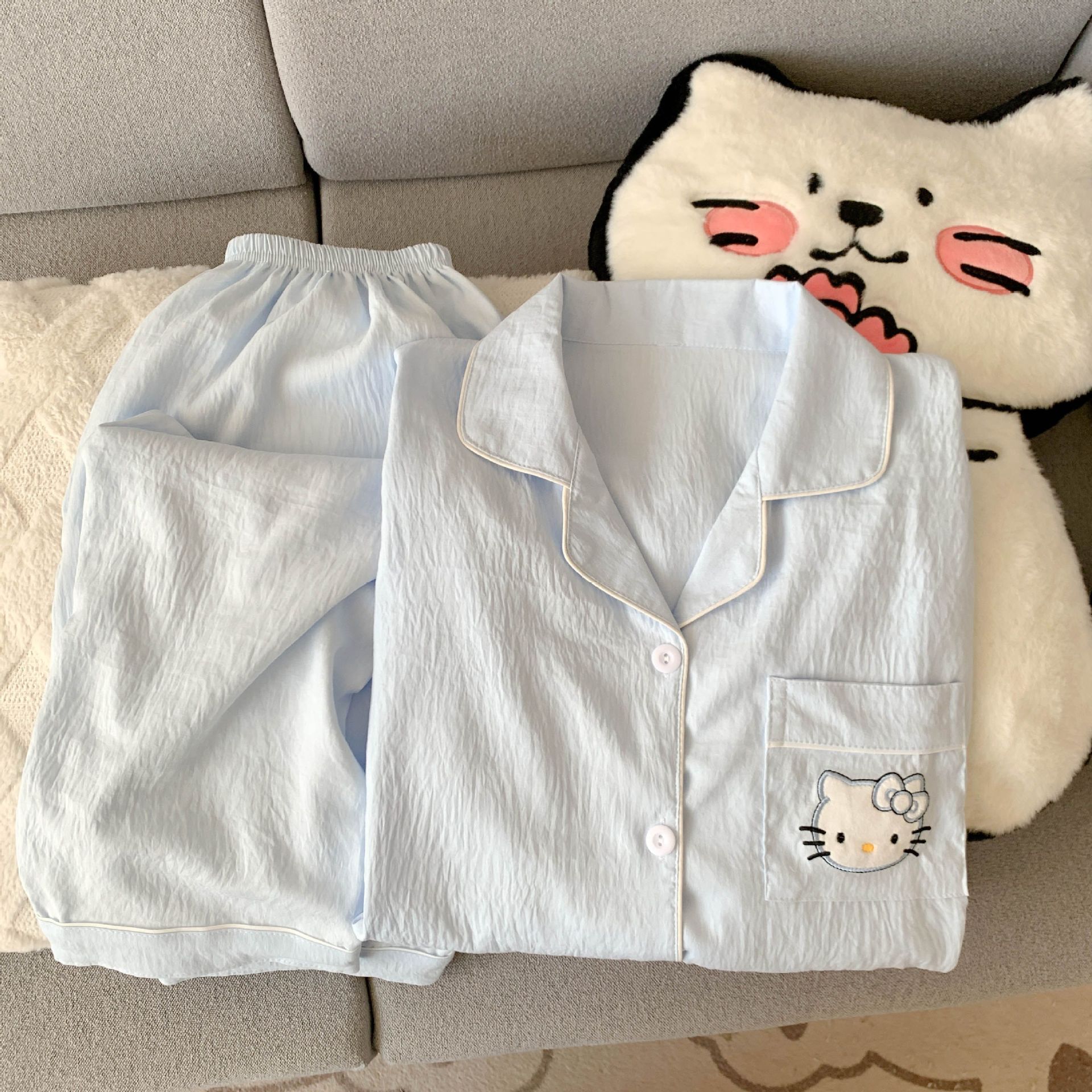 Al por mayor transfronterizo primavera y otoño 2026 nuevo pijama de mujer dibujos animados nubes dulces cardigan de algodón mangas largas pantalones largos cubierta de ropa para el hogar image 15