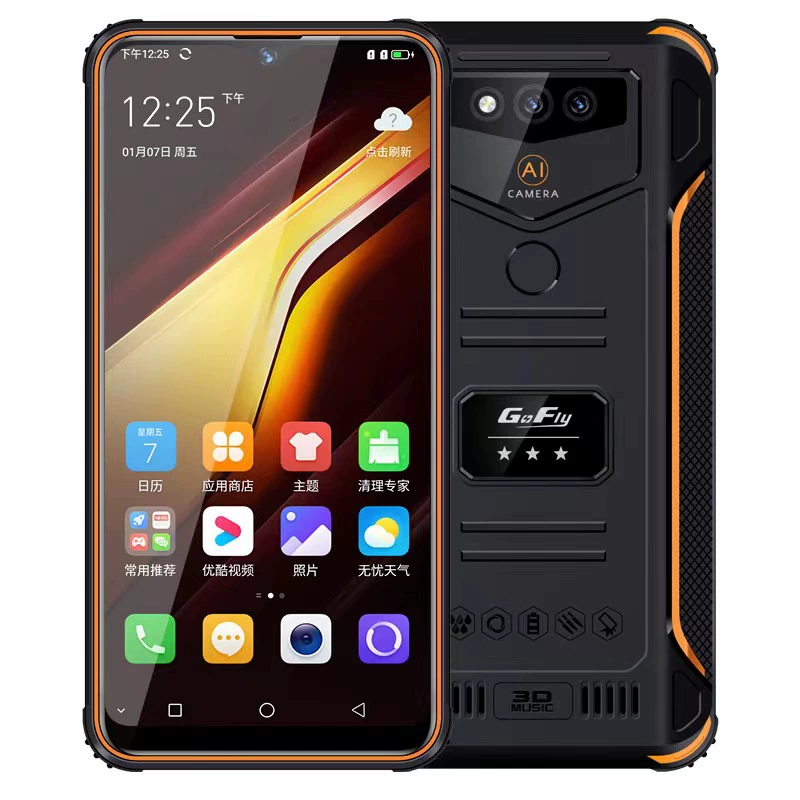 Extra-long smartphone protected from dust, water and shock for elderly, support function for all network communication standards, fall protection, wide screen
