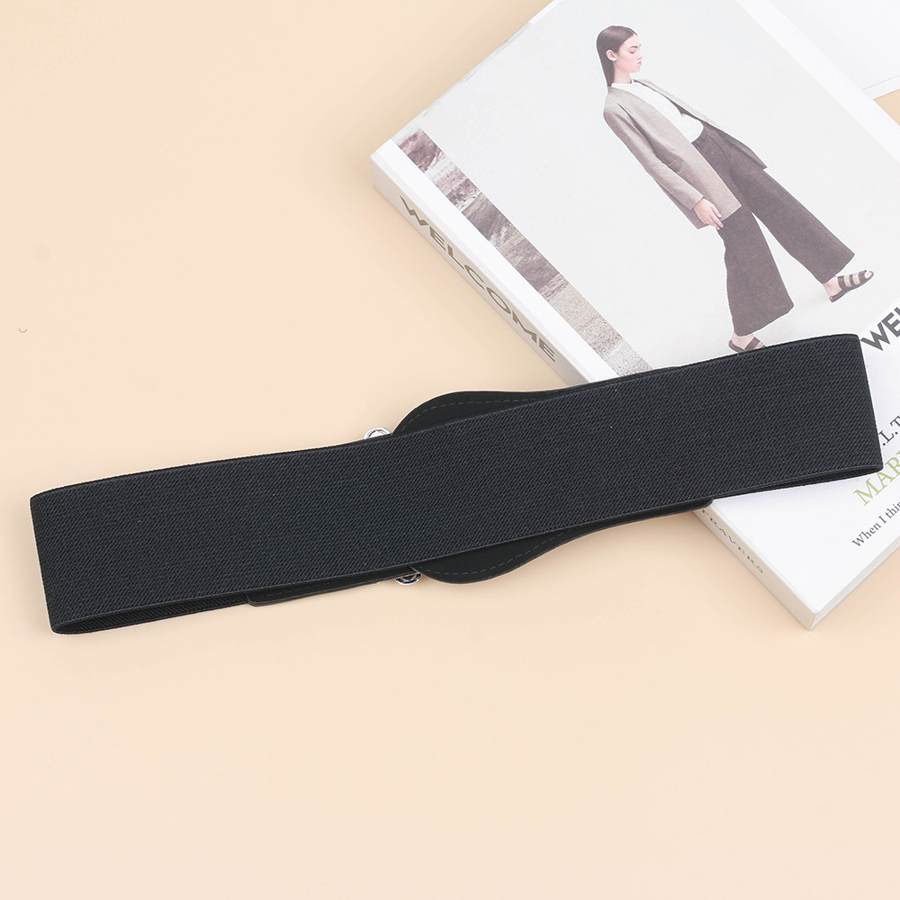 Cintura larga elastica nera alla moda da donna con decorazioni di diamanti, vestito, cappotto, chiusura in vita, strass, ragazza alla moda e paffuta_voghion.com