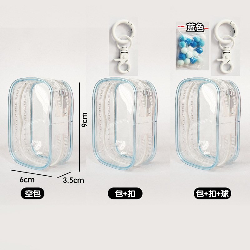 Single slider square bag blue (transparent zipper)
