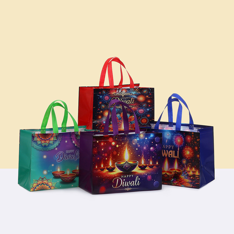 Diwali Non-Woven Shopping Mall Shopping Bag Large Capacity Handbag Birthday Gift Packaging Bag Waterproof Takeaway Bag