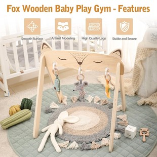 New Nordic Style Wooden Fox Fitness Rack Indoor Baby Small Sports Fitness Wooden Children's Fitness Rack
