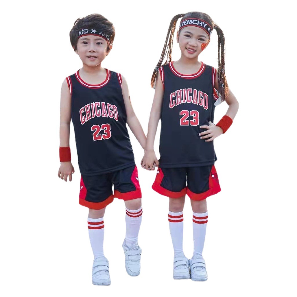 Wholesale children's wear Bulls 23 primary school students performance Jersey printing word children's basketball suit a generation of hair